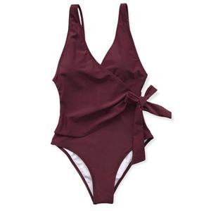 CUPSHE ELEGANT DANCE SOLID ONE PIECE SWIMSUIT SIDE TIE SCOOP BACK SMALL